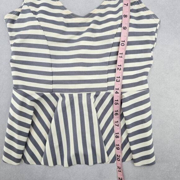 Cupshe Gray White Stripes Tankini Swimwear Crop Padded Top Beach XS Extra Small - Picture 4 of 8